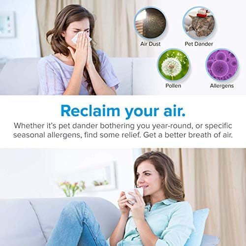  LEVOIT Air Purifier for Home Smokers Allergies and Pets Hair, True HEPA Filter, Quiet in Bedroom, Filtration System Cleaner Eliminators, Odor Smoke Dust Mold, Night Light, Black, 2