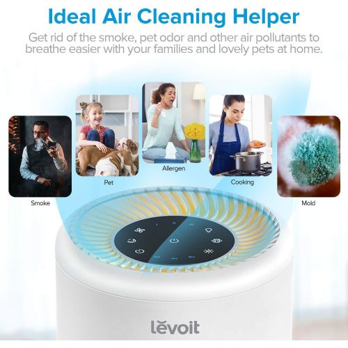  LEVOIT Air Purifier for Home Allergies and Pets Hair, Smokers, True HEPA Filter, Quiet Filtration System in Bedroom, Removes Smoke Odor Dust Mold, Night Light & Timer, Vista 200