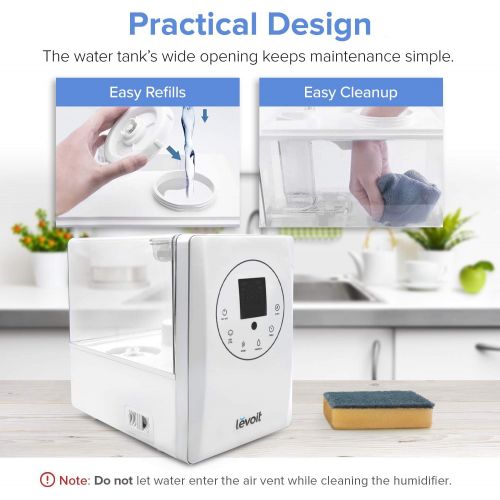  LEVOIT Humidifiers for Large Room Bedroom (6L), Warm and Cool Mist Ultrasonic Air Humidifier for Home Whole House Babies Room, Customized Humidity, Remote, Germ Free and Whisper-Qu