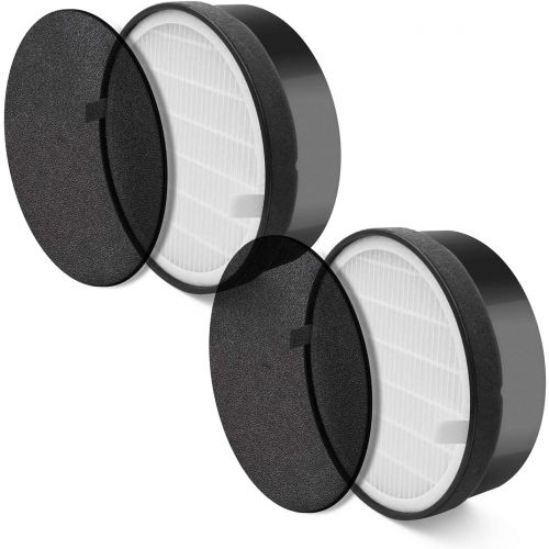  LEVOIT LV-H132-RF 2 Pack Replacement, 3-in-1 Nylon Pre, True HEPA, High-Efficiency Activated Carbon Filter, Black, 2 Count