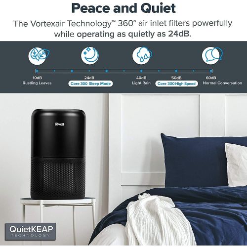  LEVOIT Air Purifier for Home Allergies and Pets Hair Smokers in Bedroom H13 True HEPA Filter, 24db Filtration System Cleaner Odor Eliminators, Remove 99.97% Smoke Dust Mold Pollen,