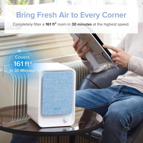  LEVOIT HEPA Air Purifier for Home, Smoke Cleaner w/Dual Activated Carbon Filter for Bedroom Office Dorm, 100% Ozone Free, Reduce 99.9% Allergy Dust Pollen Pet Dander, (Available fo