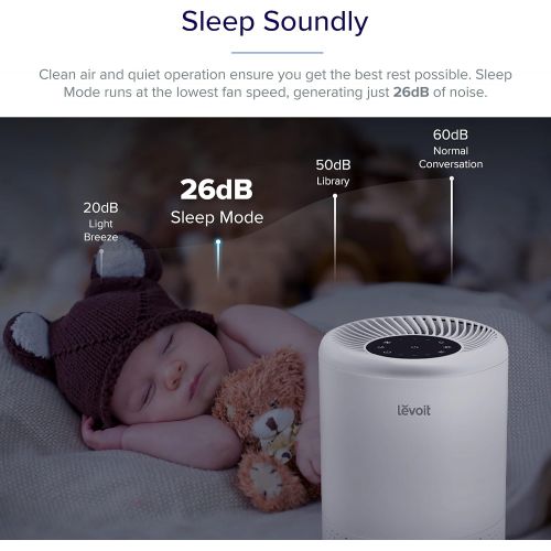  LEVOIT Air Purifiers for Home Allergies and Pets Hair, H13 True HEPA Air Purifier Filter, Quiet Filtration System in Bedroom, Removes Smoke Odor Dust Mold, Night Light & Timer, Vis