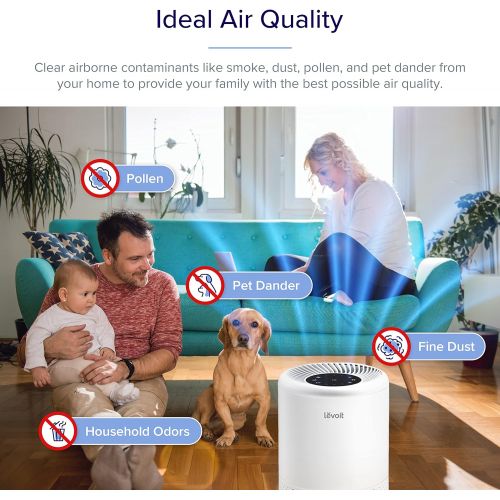  LEVOIT Air Purifiers for Home Allergies and Pets Hair, H13 True HEPA Air Purifier Filter, Quiet Filtration System in Bedroom, Removes Smoke Odor Dust Mold, Night Light & Timer, Vis