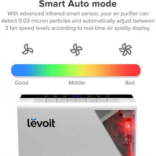  LEVOIT Air Purifier for Home Bedroom, H13 True HEPA Filter for Extra-Large Room & Air Purifier for Home Allergies in Bedroom, H13 True HEPA Air Purifiers Filter, for Large Room, Co