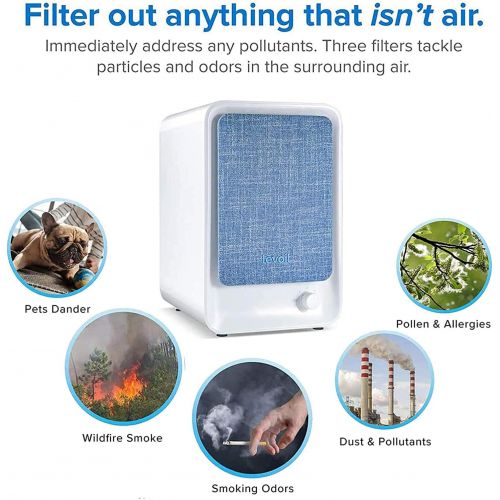  LEVOIT Air Purifier for Home Large Room, H13 True HEPA Filter Cleaner for Allergies and Pets, Vital 100, 1-Pack, White & HEPA Air Purifier for Home, Smoke Cleaner w/Dual Activated