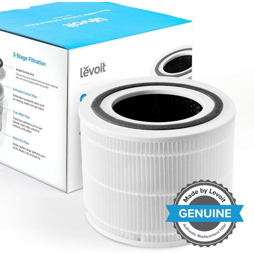  LEVOIT Air Purifier for Home Allergies Pets Hair Smokers in Bedroom, White & Core 300 Air Purifier Replacement Filter, 3-in-1 Pre-Filter, High-Efficiency Activated Carbon Filter, C