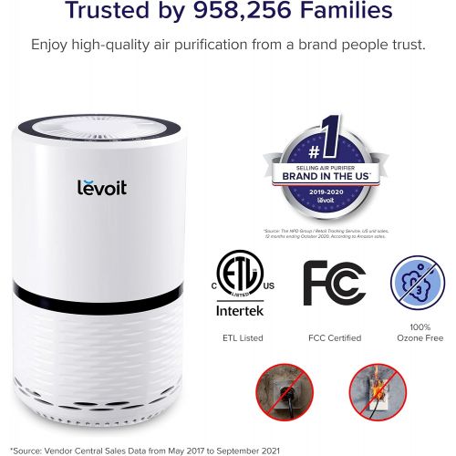  LEVOIT Air Purifiers for Home, H13 True HEPA Filter for Smoke, Dust, Mold, and Pollen in Bedroom, Ozone Free, Filtration System Odor Eliminators for Office with Optional Night Ligh