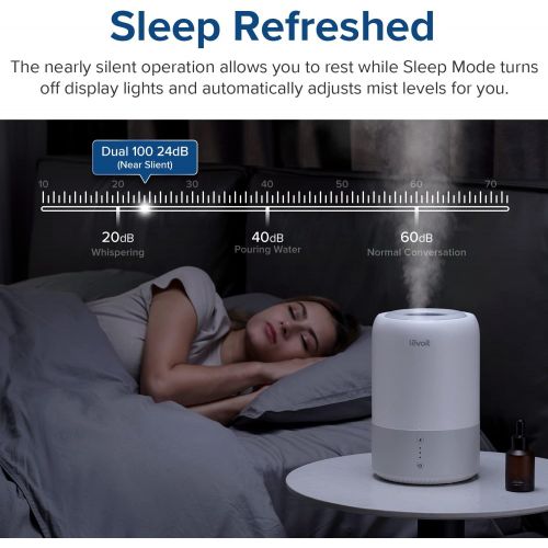  [아마존베스트]LEVOIT Humidifiers for Bedroom, Cool Mist Air Vaporizer for Babies, Ultrasonic Top Fill Essential Oil Diffuser,Smart Sleep Mode,Auto Shut Off, Quiet, 1.8L, Gray