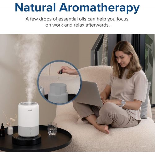  [아마존베스트]LEVOIT Humidifiers for Bedroom, Cool Mist Air Vaporizer for Babies, Ultrasonic Top Fill Essential Oil Diffuser,Smart Sleep Mode,Auto Shut Off, Quiet, 1.8L, Gray