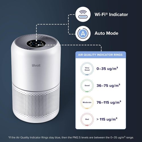  LEVOIT Air Purifiers for Home Bedroom H13 True HEPA Filter for Large Room, Sleep, Quiet Cleaner for Dust, Allergies, Pets, Smoke, White Noise, Smart WiFi, Auto Mode, 300S