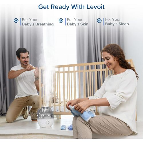  LEVOIT Humidifiers for Bedroom Large Room (2.4L Water Tank), Cool Mist Vaporizer for Home Whole House, Quiet for Baby Kids Nursery, Ajustable 360° Rotation Nozzle, Auto Shutoff, Ni