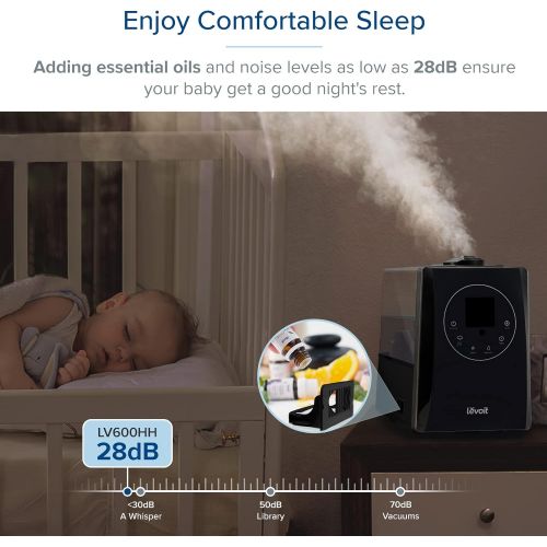  LEVOIT Humidifiers for Bedroom Large Room, 6L Extra Large Capactiy, Hybrid Mist Air Vaporizer for Home and Whole House, Rapid Humidification, Customized Humidity, Remote Control, W