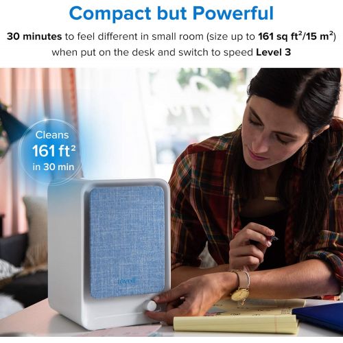  LEVOIT LV-H126 Air Purifier with True HEPA Filter, Home Air Cleaner for Allergies and Pets, Desktop Odor Eliminator for Smokers, Smoke, Mold, Dust, Pollen, 3 Stage Filtration, US-1