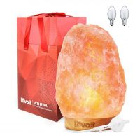LEVOIT Levoit Large Salt Lamp, Pink Crystal Hand Carved Himalayan Sea Salt Lamps with Premium Rubberwood Base, Dimmable Touch Switch, Luxury Gift Box(ETL Certified, 2 Extra Original Bulbs