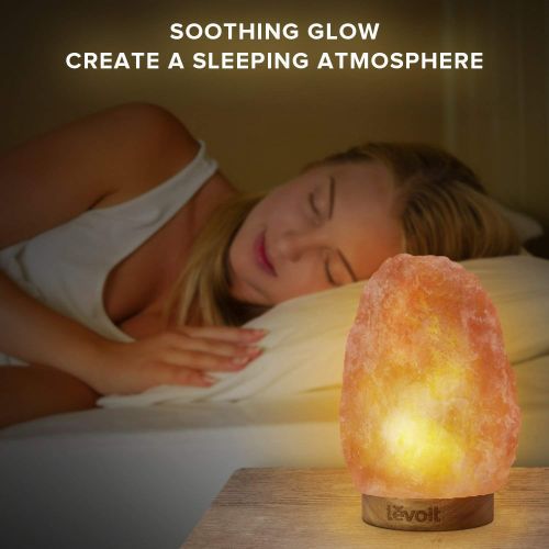  LEVOIT Levoit Large Salt Lamp, Pink Crystal Hand Carved Himalayan Sea Salt Lamps with Premium Rubberwood Base, Dimmable Touch Switch, Luxury Gift Box(ETL Certified, 2 Extra Original Bulbs