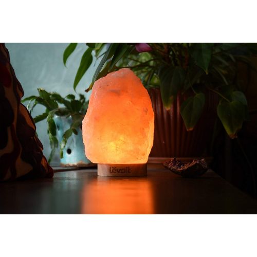  LEVOIT Levoit Large Salt Lamp, Pink Crystal Hand Carved Himalayan Sea Salt Lamps with Premium Rubberwood Base, Dimmable Touch Switch, Luxury Gift Box(ETL Certified, 2 Extra Original Bulbs