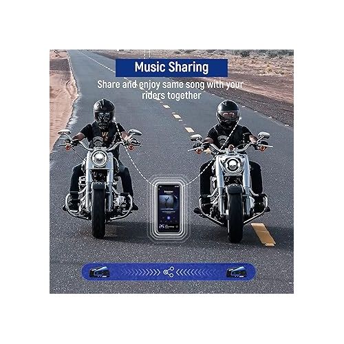  LEXIN 1pcs B4FM 10 Riders Motorcycle Bluetooth Headset with Music Sharing, Helmet Bluetooth Intercom with Noise Cancellation/FM Radio, Universal Communication Systems for ATV/Dirt Bike