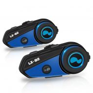 LEXIN LX-B4FM 4 Riders Motorcycle Intercom, Universal Helmet Communication System, Waterproof Bluetooth Headset with Speakers for Motorcycle Helmet 1600m Range