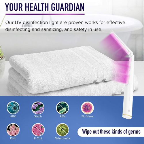  LEXONIX UV Light Sanitizer Wand, Portable UVC Travel Wand Ultraviolet Disinfector Lamp Without Chemicals for Hotel House Toilet Car, Germs Killing Function UV Sterilizer