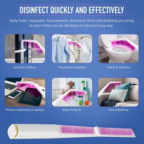  LEXONIX UV Light Sanitizer Wand, Portable UVC Travel Wand Ultraviolet Disinfector Lamp Without Chemicals for Hotel House Toilet Car, Germs Killing Function UV Sterilizer