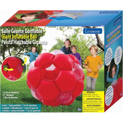  [아마존베스트]LEXiBOOK PA100 Giant Inflatable Ball, 51, 1 Entry and 1 Exit for Greater Security, Transparent Windows to Improve Visibility, Heavy-Duty, Safe Plastic for Safer Play, Red