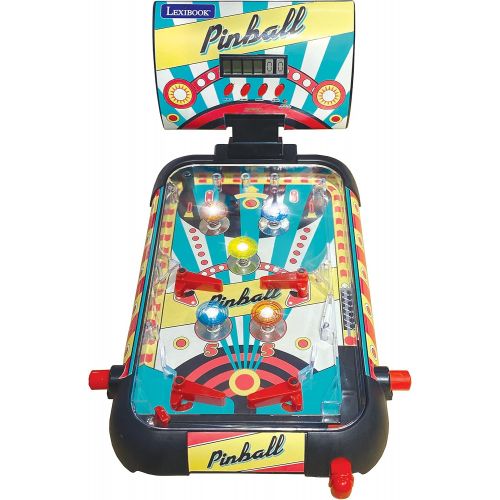  LEXiBOOK Table Electronic Pinball, Action and Reflex Game for Children and Family, LCD Screen, Light and Sound Effects, JG610