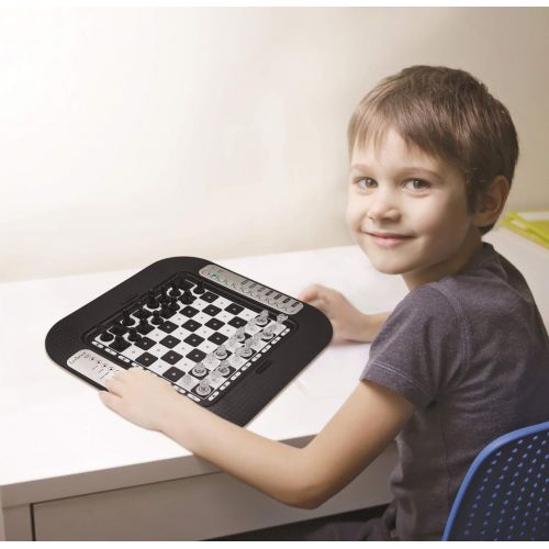  LEXiBOOK Chessman FX, Electronic Chess Game with Tactile Keyboard and Light and Sound Effects, 32 Pieces, 64 Levels of Difficulty, Family Board Game, Black/Grey, CG1335
