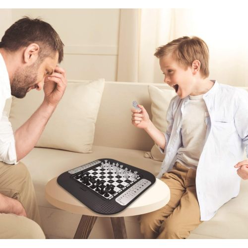  LEXiBOOK Chessman FX, Electronic Chess Game with Tactile Keyboard and Light and Sound Effects, 32 Pieces, 64 Levels of Difficulty, Family Board Game, Black/Grey, CG1335