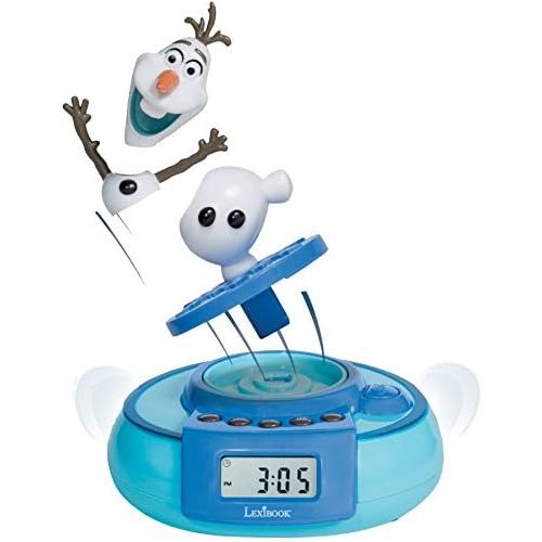  Lexibook Disney Frozen Elsa, Olaf Jumper Alarm Clock, Demonstration Button, Snooze Function, Battery, Blue/White, RL985FZ