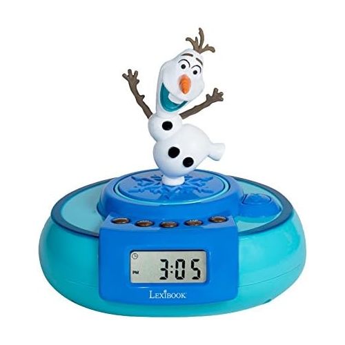  Lexibook Disney Frozen Elsa, Olaf Jumper Alarm Clock, Demonstration Button, Snooze Function, Battery, Blue/White, RL985FZ