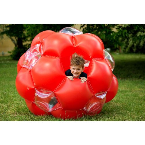  LEXiBOOK PA100 Giant Inflatable Ball, 51, 1 Entry and 1 Exit for Greater Security, Transparent Windows to Improve Visibility, Heavy-duty, Safe Plastic for Safer Play, Red
