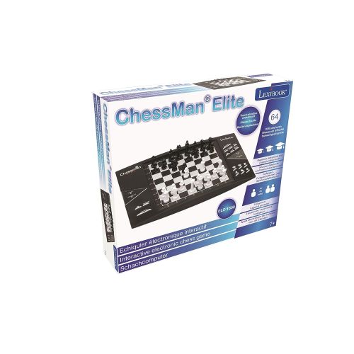  LEXiBOOK Lexibook CG1300 ChessMan Elite Interactive electronic chess game, 64 levels of difficulty, LEDs, battery powered or 9V adapter, black  white