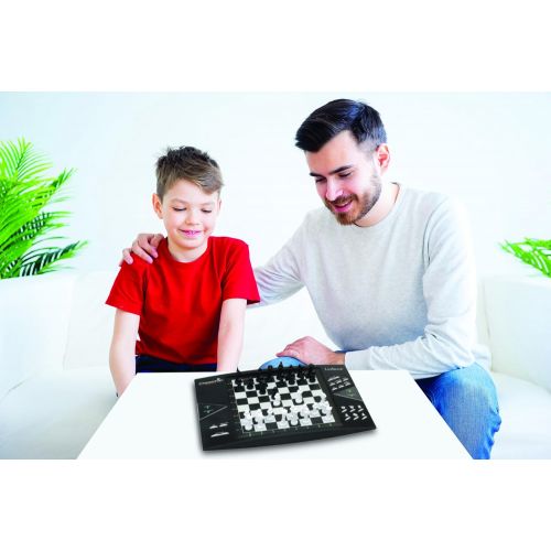  LEXiBOOK Lexibook CG1300 ChessMan Elite Interactive electronic chess game, 64 levels of difficulty, LEDs, battery powered or 9V adapter, black  white