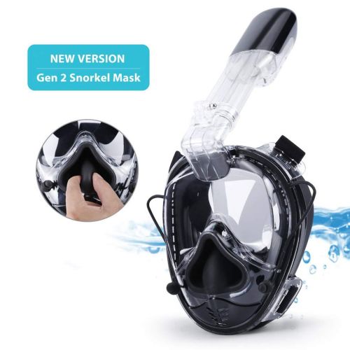  LF stores-Diving Masks Diving Masks Full Face Snorkel Mask Kids Adults Panoramic 180 Degree View Anti-Fog Anti-Leak One Size Snorkeling Mask Soft Nose Snorkelling Masks (Color : Black)