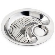 LFHT Stainless Steel Food Sushi Plate with Dipping Saucer -- Dumpling Serving Dish Tray (L(S(Diameter 11.2 inch))