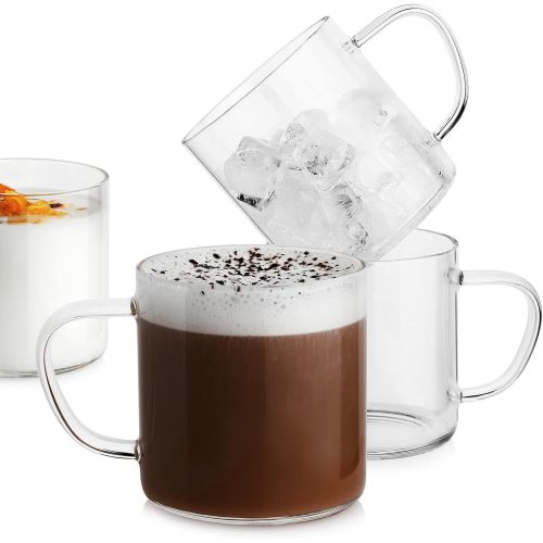  [아마존베스트]LUXU_ing Glass Coffee Mugs(Set of 4),14-oz Clear Borosilicate Glass Coffee Cups,Lead-Free Drinking Glasses,Large Tea Cups with Comfortable Handle,Latte & Mocha Mugs,Espresso Coffee Gifts fo