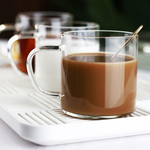  [아마존베스트]LUXU_ing Glass Coffee Mugs(Set of 4),14-oz Clear Borosilicate Glass Coffee Cups,Lead-Free Drinking Glasses,Large Tea Cups with Comfortable Handle,Latte & Mocha Mugs,Espresso Coffee Gifts fo