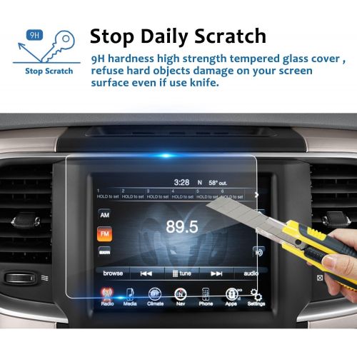  [아마존베스트]LFOTPP 2013-2019 Ram 1500 2500 3500 Uconnect 8.4 Inch Audio Touchscreen Display Screen Protector, Tempered Glass Car Navigation Protective Film 9H Anti-Scratch 1 PCS