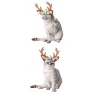 LFlower Pet Costume Antlers Headbands with Ears Adjustable Flexible for Dogs Cats Various Size Halloween Christmas Festival Costume