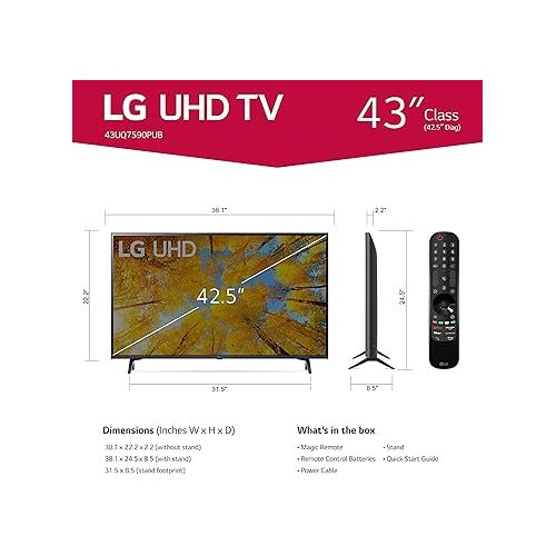  LG UHD UQ75 Series 43” (43UQ7590PUB, 2022), Black