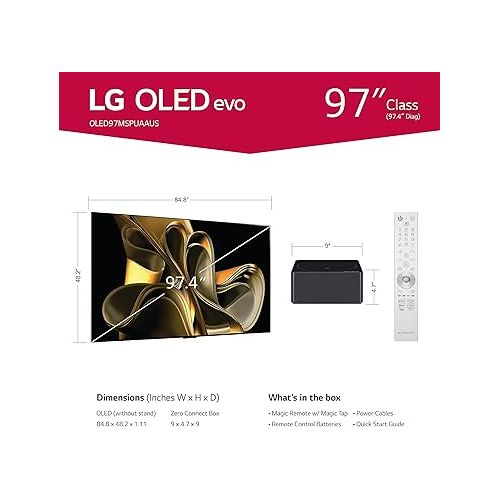  LG 97-Inch Class OLED M3 Signature Series, 4K Processor, Smart Flat Screen TV, with Wireless 4K Connectivity, Alexa Built-in (OLED97M3PUA, 2023 Model), Light Satin Silver