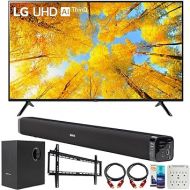 LG 65UQ7570PUJ 65 Inch 4K UHD Smart webOS TV Bundle with Deco Gear Home Theater Soundbar with Subwoofer, Wall Mount Accessory Kit, 6FT 4K HDMI 2.0 Cables and More