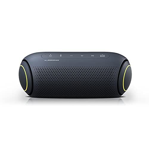  LG XBOOM Go Speaker PL5 Portable Wireless Bluetooth, Dual Action Bass, Sound by Meridian, Water-Resistant, Sound Boost EQ, 18 Hour Battery Life, LED Lighting - Black