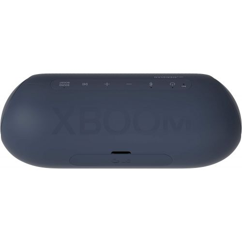  LG XBOOM Go Speaker PL5 Portable Wireless Bluetooth, Dual Action Bass, Sound by Meridian, Water-Resistant, Sound Boost EQ, 18 Hour Battery Life, LED Lighting - Black