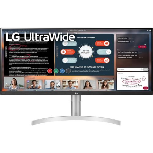  LG 34WN650-W UltraWide Monitor 34 21:9 FHD (2560 x 1080) IPS Display, VESA DisplayHDR 400, AMD FreeSync, 3-Side Virtually Borderless Design - Silver