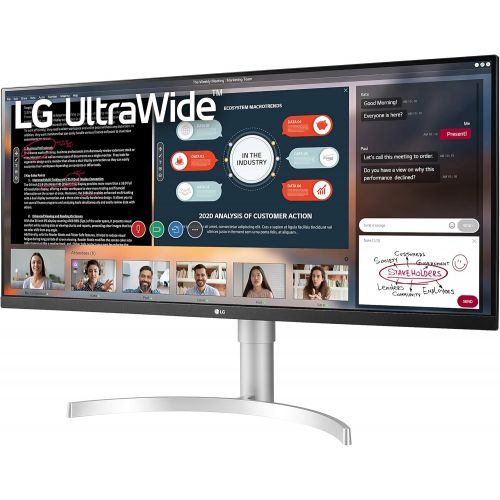  LG 34WN650-W UltraWide Monitor 34 21:9 FHD (2560 x 1080) IPS Display, VESA DisplayHDR 400, AMD FreeSync, 3-Side Virtually Borderless Design - Silver