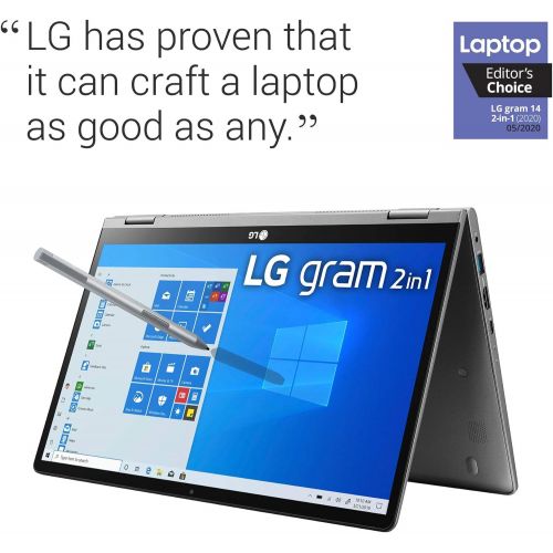  [아마존베스트]LG Gram 2-in-1 Convertible Laptop: 14 Full HD IPS Touchscreen Display, Intel 10th Gen Core i7-10510U CPU, 16GB RAM, 1TB (512GB x 2) M.2 MVMe SSD, Thunderbolt 3, 20.5 Hour Battery 1