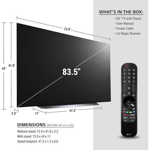  83인치 LG전자 알렉사 빌트인 C1 시리즈 4K 스마트 OLED 티비 2021년형 (OLED83C1PUA)