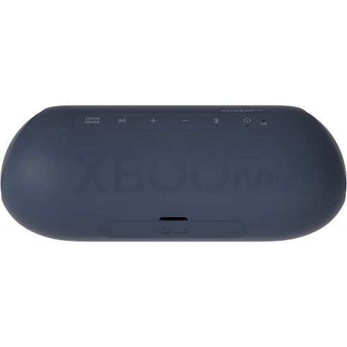  LG XBOOM Go Speaker PL5 Portable Wireless Bluetooth, Dual Action Bass, Sound by Meridian, Water Resistant, Sound Boost EQ, 18 Hour Battery Life, LED Lighting Black